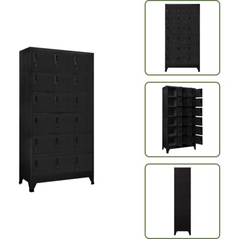 The Living Store Taquilla de acero negro 90x40x180 cm - Taquilla