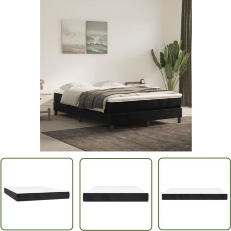 The Living Store Taschenfederkernmatratze Schwarz 140x190x20 cm Samt - Samtmatratze - Federkernmatratze - Doppelbettmatratze - Matratze 140x190 - Schlafkomfort