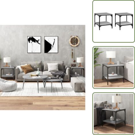 The Living Store Tavolini 2pz grigio sonoma 40x40x40 cm in Legno Multistrato - Tavolino in legno multistrato