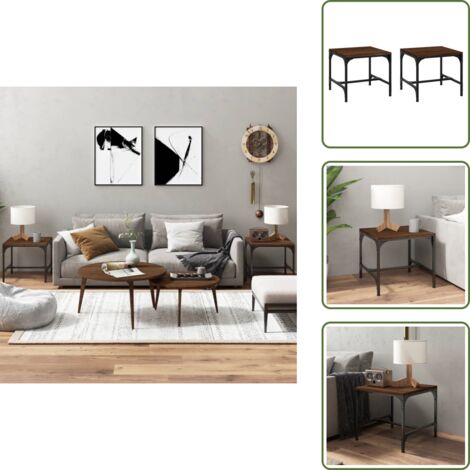 The Living Store Tavolini 2pz Nerorovere marrone 40x40x35cm in Legno Multistrato - Tavolino in legno