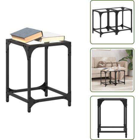 The Living Store Tavolini con Piano in Vetro Trasparente 2 pz 30x30x40cm Acciaio - Tavolino in vetro