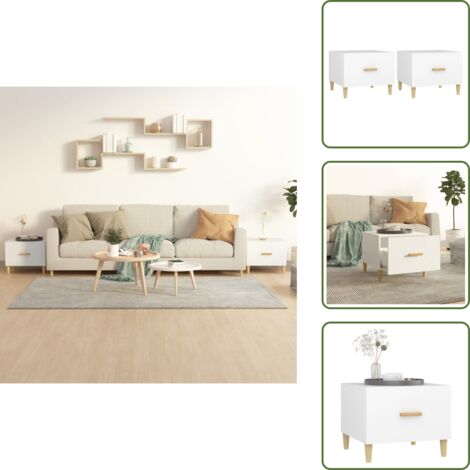 The Living Store Tavolini da Salotto 2 pz Bianchi 50x50x40 cm Legno Multistrato - Tavoli da salotto