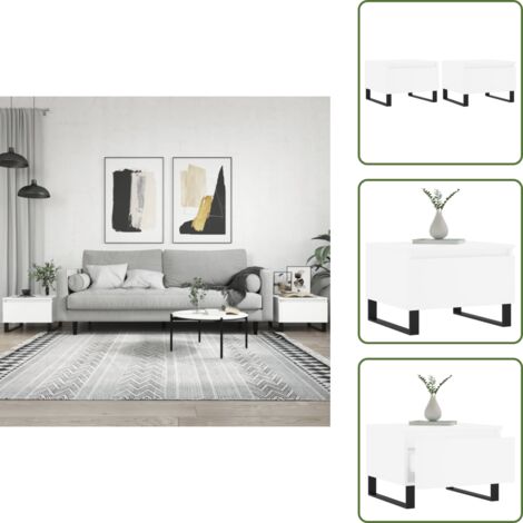 The Living Store Tavolini da Salotto 2pz Bianchi 50x46x35cm in Legno Multistrato - Tavolino in legno