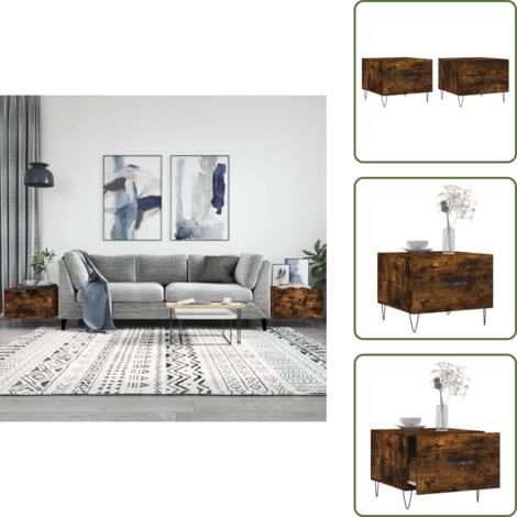 The Living Store Tavolini Salotto 2 pz Rovere Fumo 50x50x40cm Legno Multistrato - Tavoli in legno