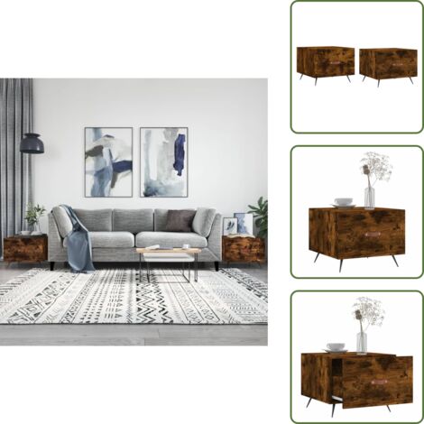 The Living Store Tavolini Salotto 2 pz Rovere Fumo 50x50x40cm Legno Multistrato - Tavoli in legno