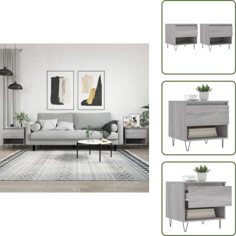 The Living Store Tavolini Salotto 2pz Grigio Sonoma 50x46x50cm Legno Multistrato - Tavoli da salotto