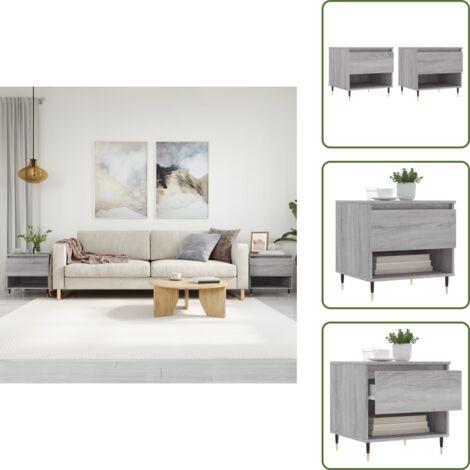 The Living Store Tavolini Salotto 2pz Grigio Sonoma 50x46x50cm Legno Multistrato - Tavoli da salotto