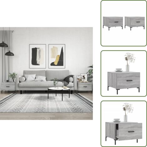 The Living Store Tavolini Salotto 2pz Grigio Sonoma 50x50x40cm Legno Multistrato - Tavoli da salotto