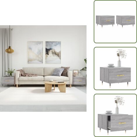 The Living Store Tavolini Salotto 2pz Grigio Sonoma 50x50x40cm Legno Multistrato - Tavoli da salotto