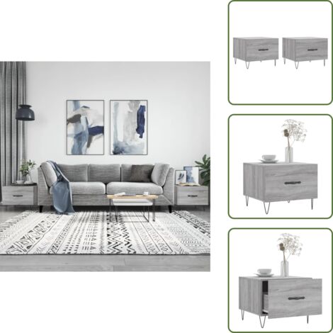 The Living Store Tavolini Salotto 2pz Grigio Sonoma 50x50x40cm Legno Multistrato - Tavoli da salotto