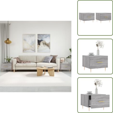 The Living Store Tavolini Salotto 2pz Grigio Sonoma 50x50x40cm Legno Multistrato - Tavoli da salotto