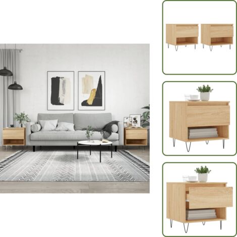 The Living Store Tavolini Salotto 2pz Rovere Sonoma 50x46x50cm Legno Multistrato - Tavoli da salotto