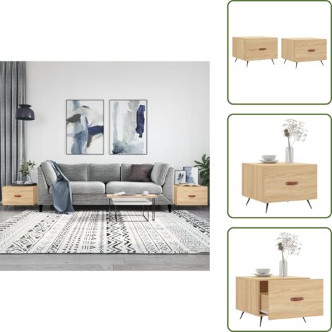 The Living Store Tavolini Salotto 2pz Rovere Sonoma 50x50x40cm Legno Multistrato - Tavoli in legno