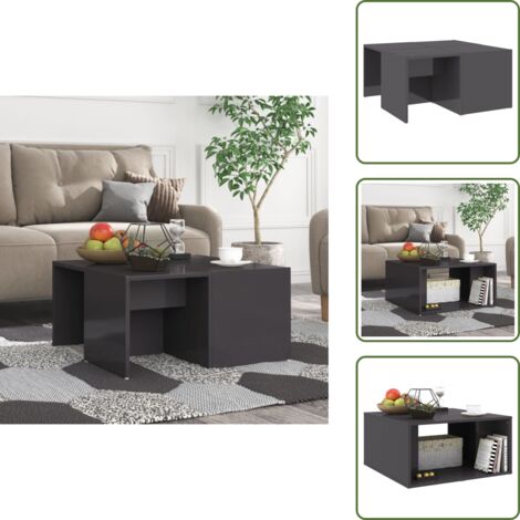 The Living Store Tavolini Salotto 4pz Grigio Lucido 33x33x33cm Legno Multistrato - Tavoli da salotto