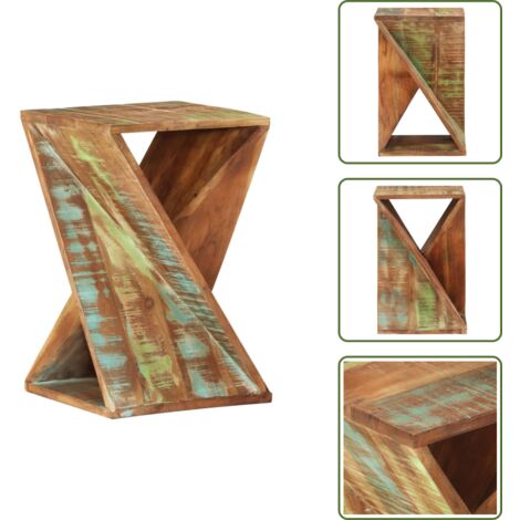 The Living Store Tavolino 35x35x55 cm in Legno Massello di Recupero - Tavolino in legno riciclato