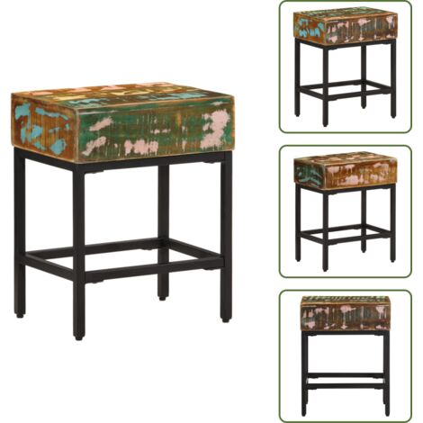 The Living Store Tavolino 40x30x51 cm in Legno Massello di Recupero - Tavolino vintage