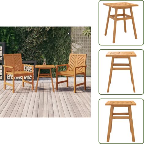 The Living Store Tavolino 45x45x60 cm in Legno Massello di Acacia - Tavolino da giardino