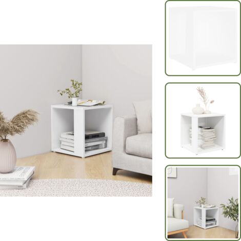 The Living Store Tavolino Bianco 33x33x34,5 cm in Legno Multistrato - Tavolino in legno