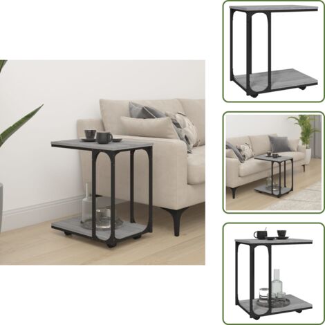 The Living Store Tavolino con Ruote Grigio Sonoma 50x35x55,5cm Legno Multistrato - Tavolino da salotto