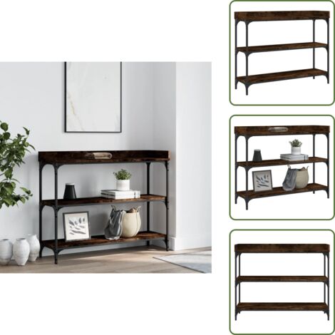 The Living Store Tavolino Consolle con Ripiani Rovere Fumo 100x30x80 cm - Tavolo da ingresso