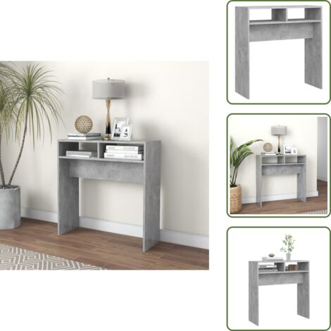 The Living Store Tavolino Consolle Grigio Cemento 78x30x80cm Legno Multistrato - Tavolino ingresso