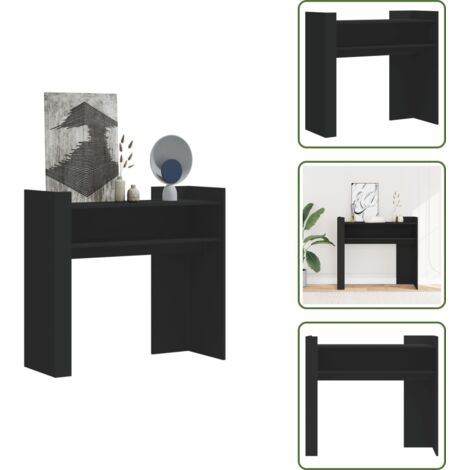 The Living Store Tavolino Consolle Nero 100x35x90 cm in Legno Multistrato - Tavolo consolle