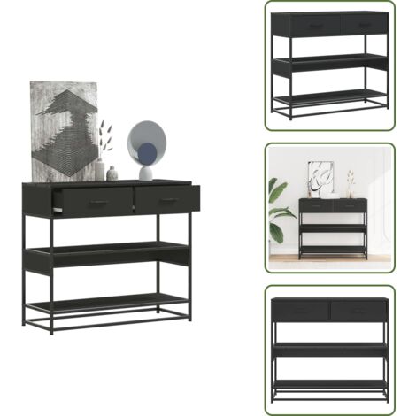 The Living Store Tavolino Consolle Nero 90x35x80 cm in Legno Multistrato - Tavolo da ingresso