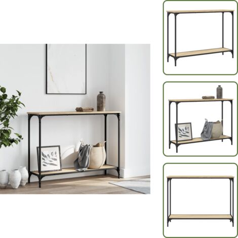 The Living Store Tavolino Consolle Rovere Sonoma 101x30,5x75cm Legno Multistrato - Tavolo da ingresso