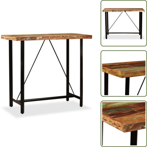 The Living Store Tavolino da Bar in Legno Massello di Recupero 120x60x107 cm - Tavolo da bar industriale