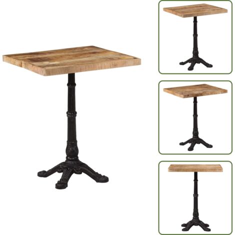 The Living Store Tavolino da Bistrot 60x60x77 cm in Legno di Mango Grezzo - Tavolo da bistro in legno