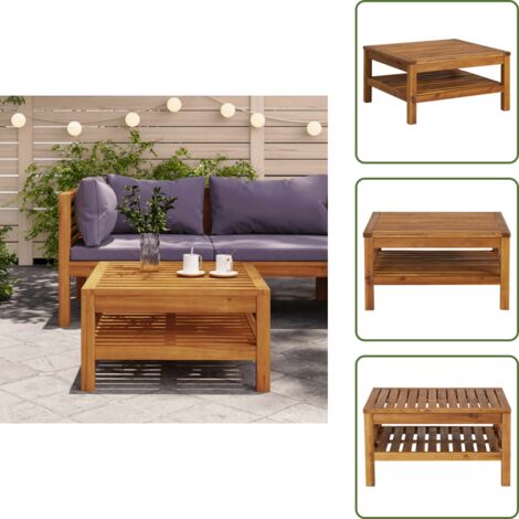 The Living Store Tavolino da Caffè 65x65x35 cm in Legno Massello di Acacia - Tavolino in legno acacia