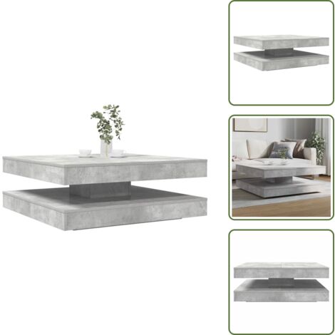 The Living Store Tavolino da Caffè Girevole a 360 Gradi Grigio 90x90x34,5 cm - Tavolino da soggiorno
