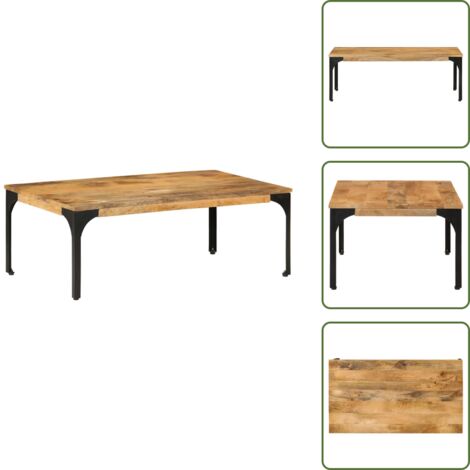 The Living Store Tavolino da Salotto 100x55x35 cm in Legno Massello di Mango - Tavolino in legno di mango