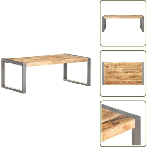 The Living Store Tavolino da Salotto 110x60x40 cm in Legno di Mango Grezzo - Tavolino in legno