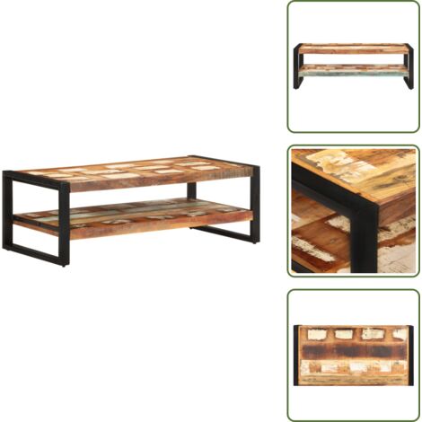 The Living Store Tavolino da Salotto 120x60x40 cm in Legno Massello di Recupero - Tavolino in legno massello