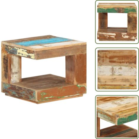 The Living Store Tavolino da Salotto 45x45x40 cm in Legno Massello di Recupero - Tavolino in legno massello