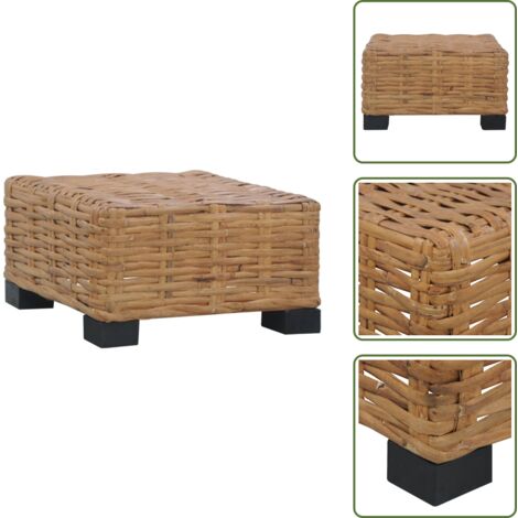 The Living Store Tavolino da Salotto 47x47x28 cm in Rattan Naturale - Tavolino da caffè