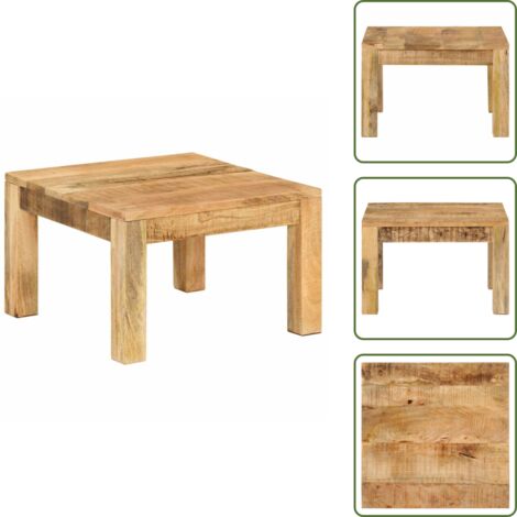 The Living Store Tavolino da Salotto 55x55x35 cm in Legno Massello di Mango - Tavolino in legno massello