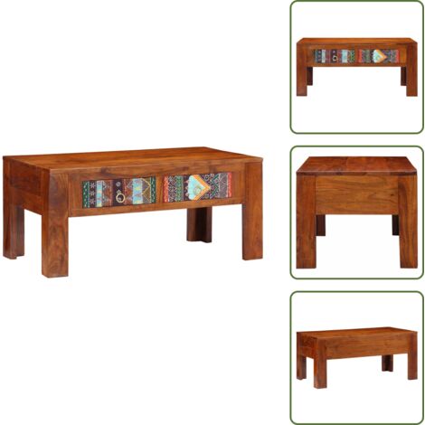 The Living Store Tavolino da Salotto 90x50x40 cm in Legno Massello di Acacia - Tavolo in legno