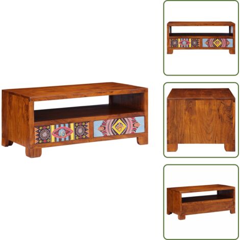 The Living Store Tavolino da Salotto 90x50x40 cm in Legno Massello di Acacia - Tavolo in legno
