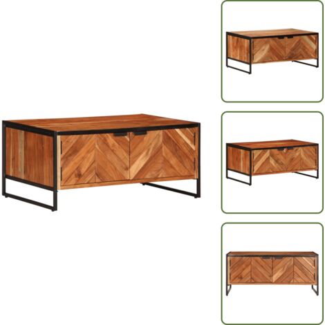 The Living Store Tavolino da Salotto 90x55x40 cm in Legno Massello di Acacia - Tavolino in acacia