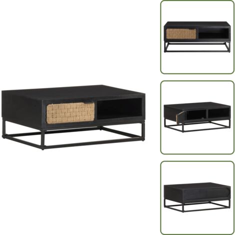 The Living Store Tavolino da Salotto 90x60x35 cm in Legno Massello di Mango - Tavolino in legno massello