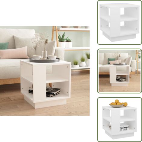 The Living Store Tavolino da Salotto Bianco 40x40x43 cm in Legno Multistrato - Tavolo da soggiorno