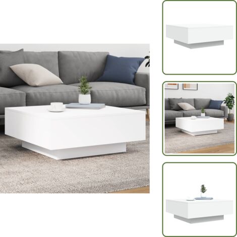 The Living Store Tavolino da Salotto Bianco 80x80x31 cm in Legno Multistrato - Tavolino moderno