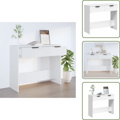 The Living Store Tavolino da Salotto Bianco 90x36x75 cm in Legno Multistrato - Tavolino da ingresso