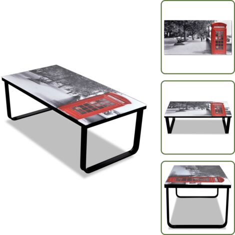 The Living Store Tavolino da Salotto con Stampa su Vetro Cabina Telefonica - Tavolino con stampa
