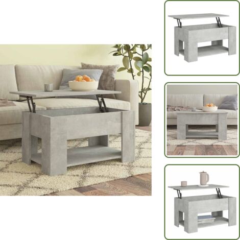 The Living Store Tavolino da Salotto Grigio Cemento 79x49x41cm Legno Multistrato - Tavolino da caffè