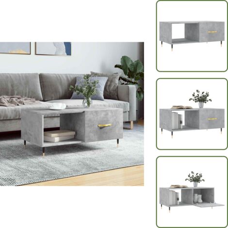 The Living Store Tavolino da Salotto Grigio Cemento 90x50x40cm Legno Multistrato - Tavolino in legno