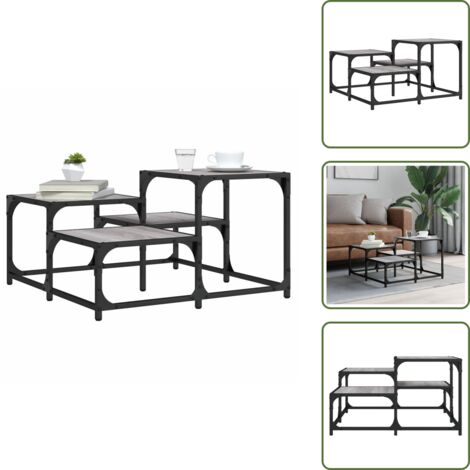 The Living Store Tavolino da Salotto Grigio Sonoma 68x68x40 cm Legno Multistrato - Tavolino in legno multistrato