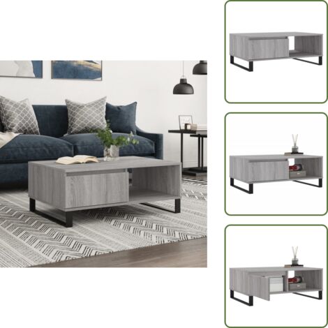 The Living Store Tavolino da Salotto Grigio Sonoma 90x60x35 cm Legno Multistrato - Tavolino in legno multistrato